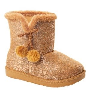 Ameta | Brown Metallic Pom-Pom Boot - Girls, size 4
